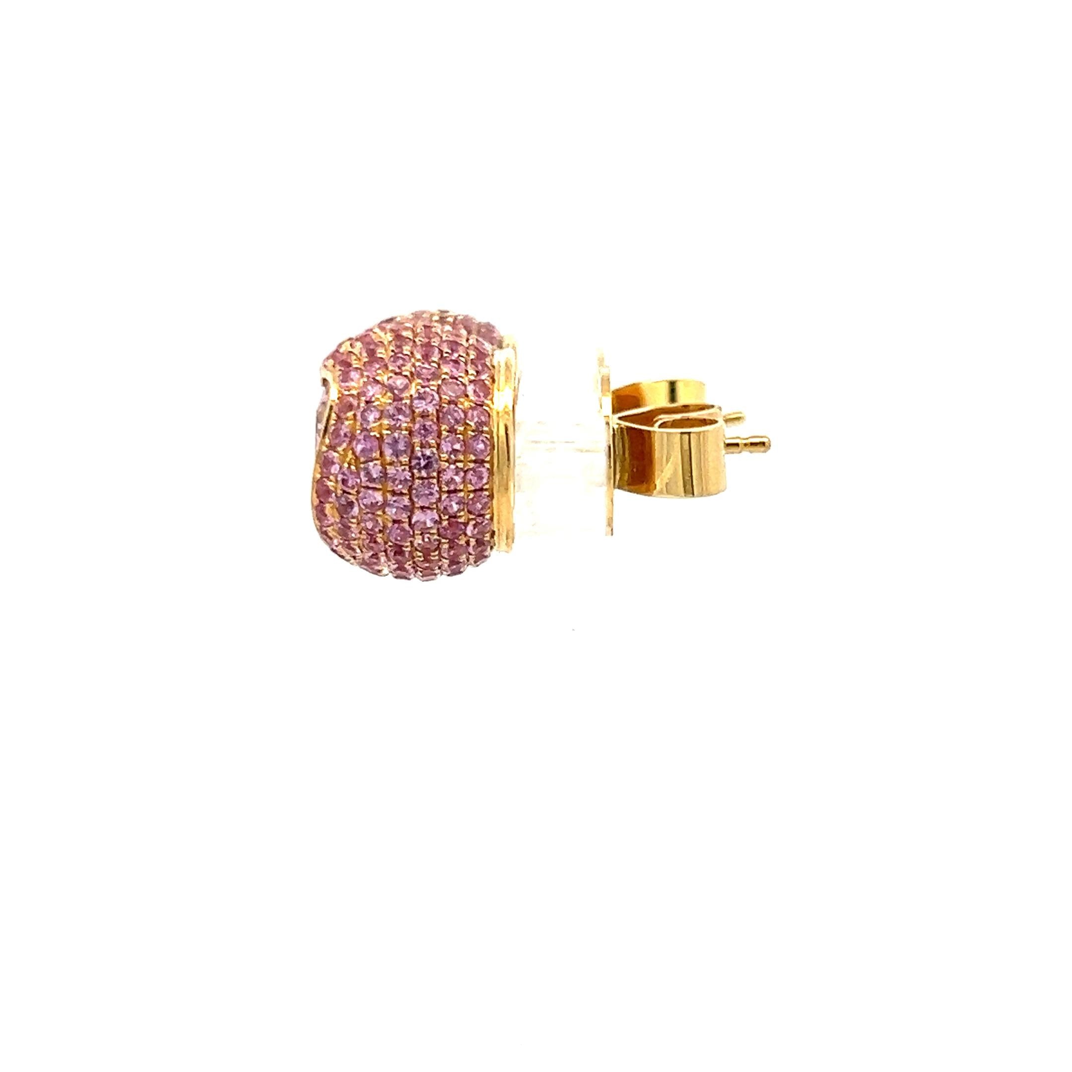 18K Yellow Gold Studs Earring with 7 Carat Round & Heart Semi Precious Gemstones