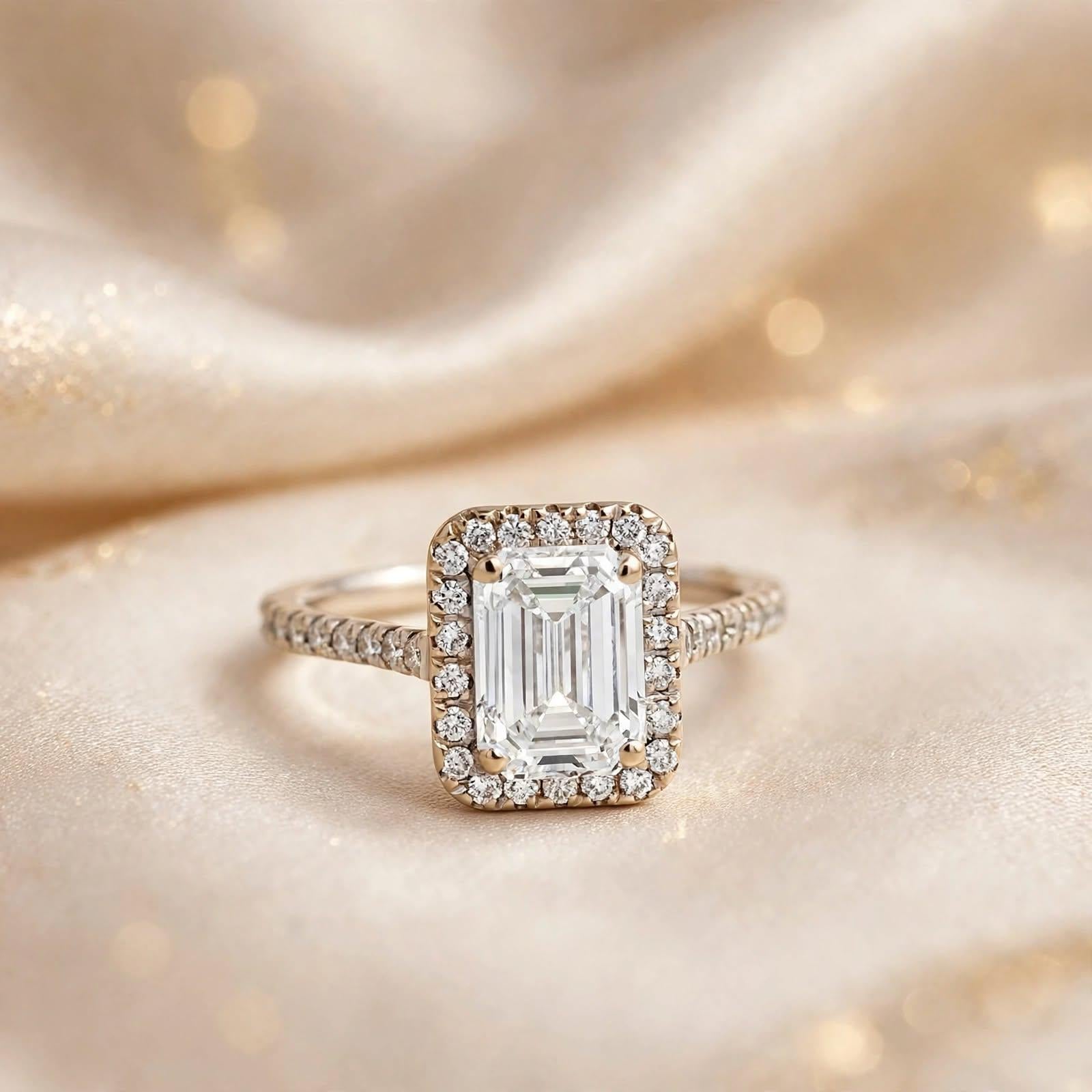 18K White Gold Engagement Ring with 2.01ct Lab-Grown and 0.5ct Natural Diamonds