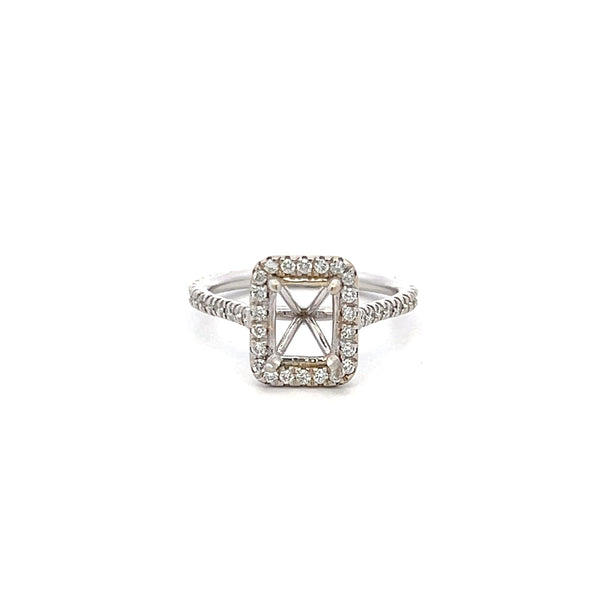 0.50 Carat Round Brilliant I SI Diamond 18 Karat White Gold Semi Mount Ring