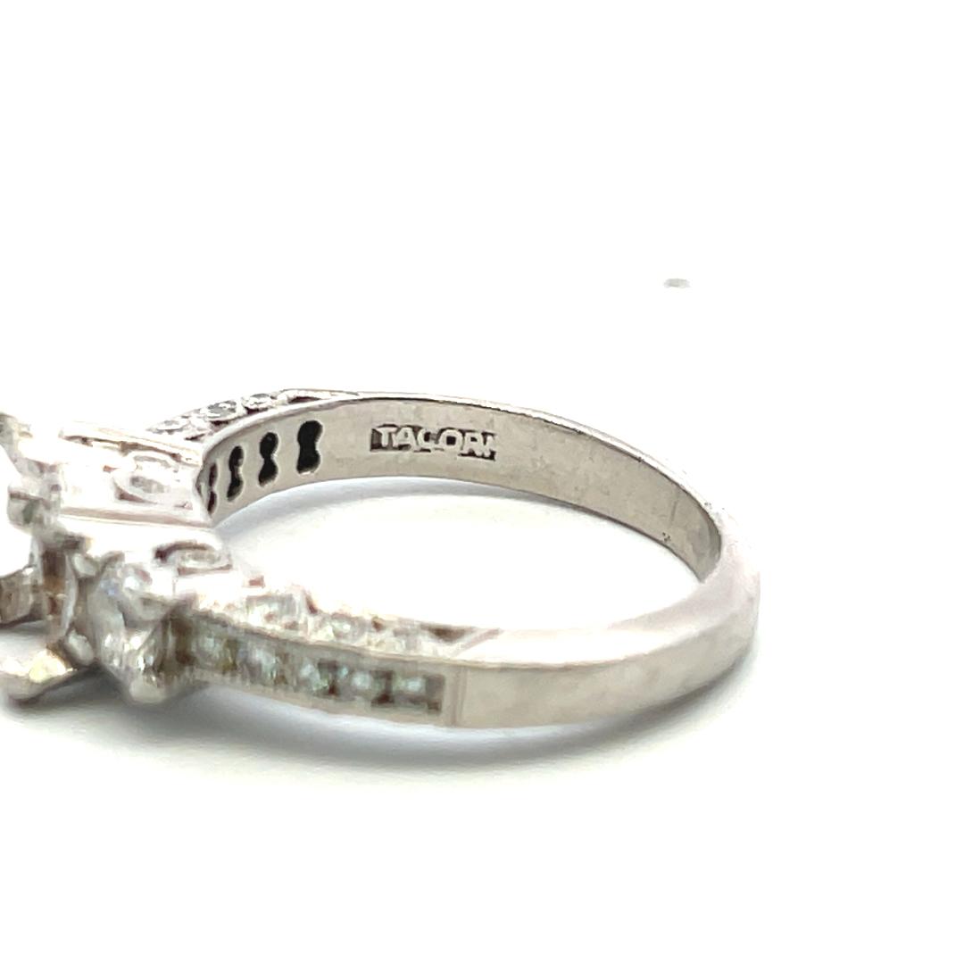 Tacori 0.99 Carat Round Brilliant Diamond Platinum Semi Mount Ring and Band