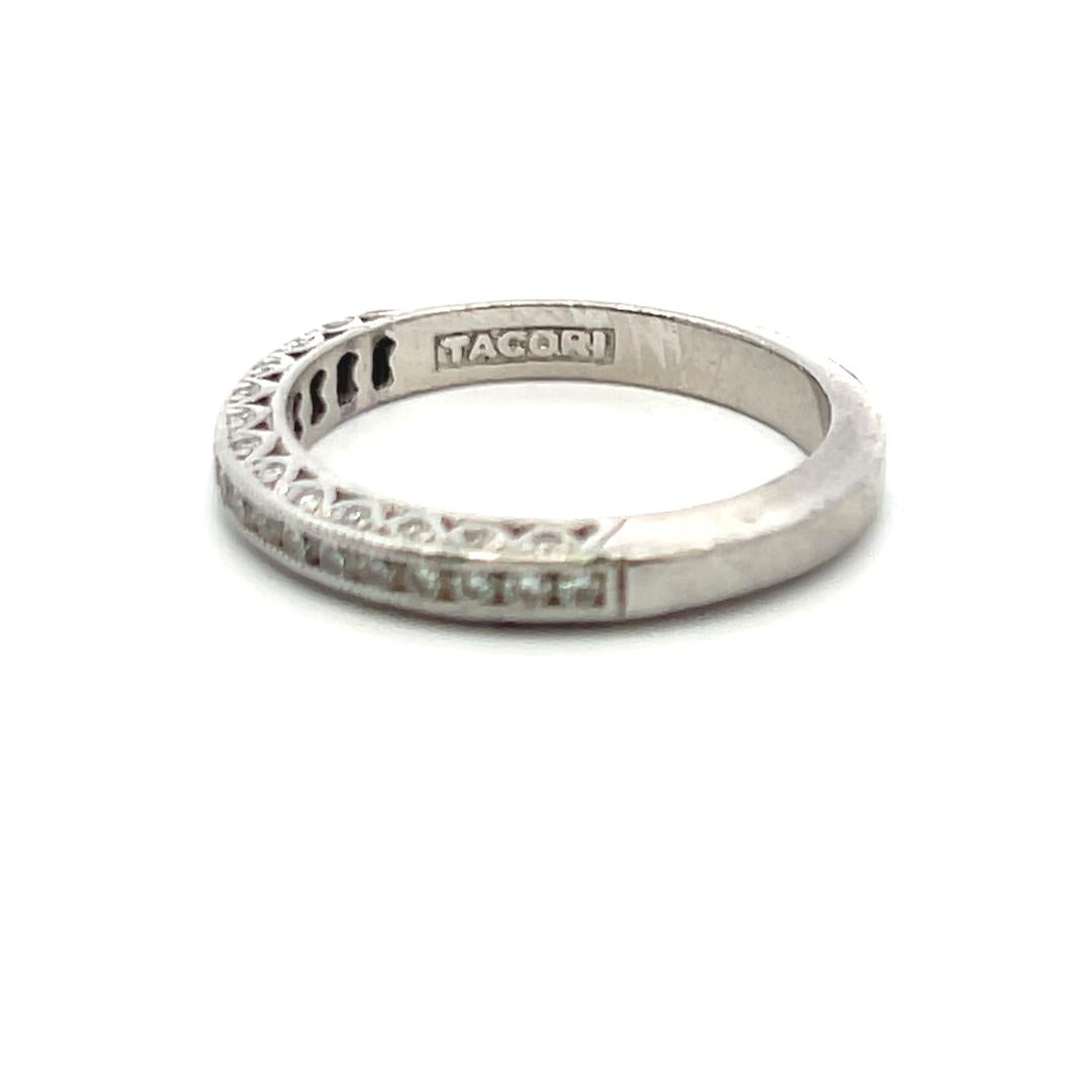 Tacori 0.99 Carat Round Brilliant Diamond Platinum Semi Mount Ring and Band