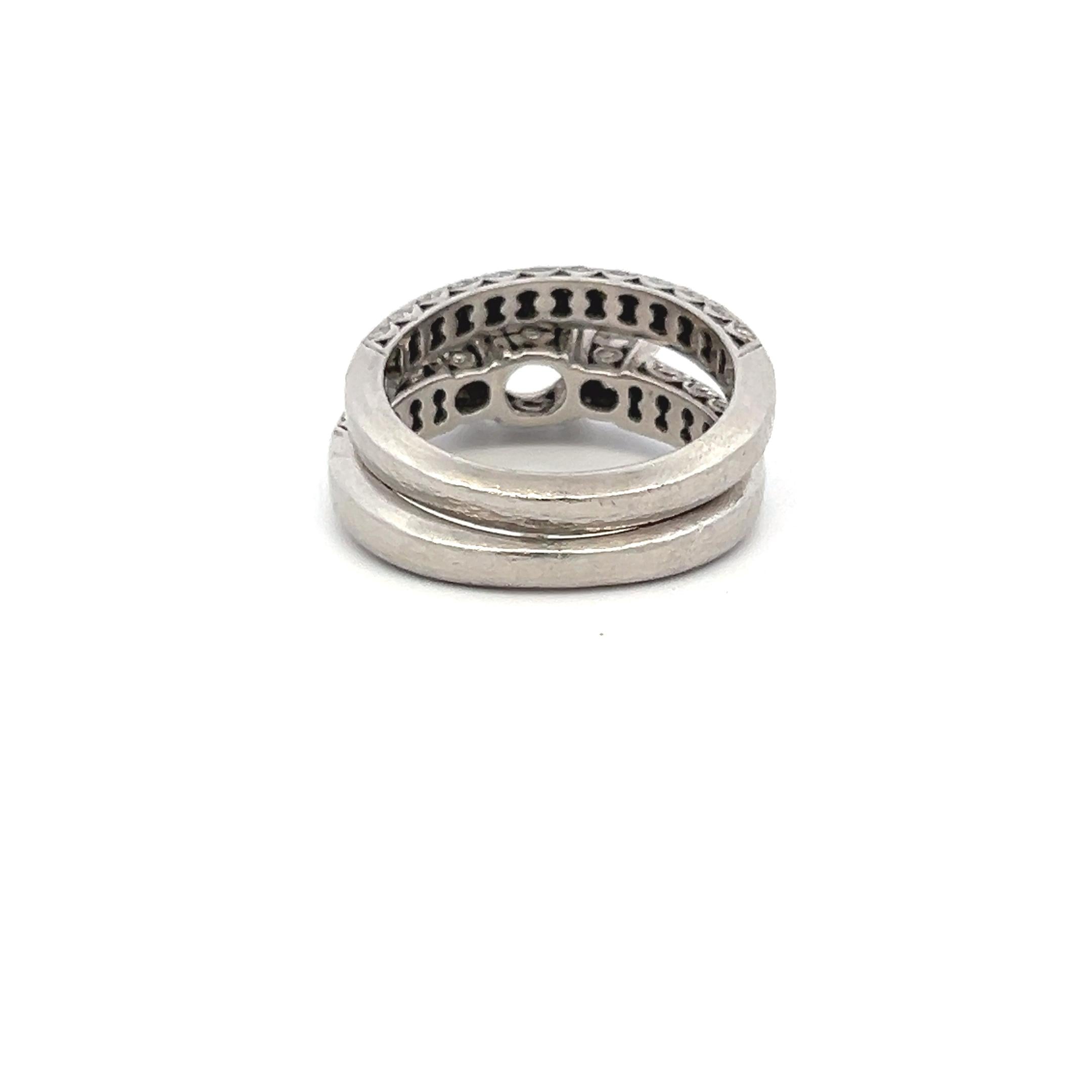 Tacori 0.99 Carat Round Brilliant Diamond Platinum Semi Mount Ring and Band
