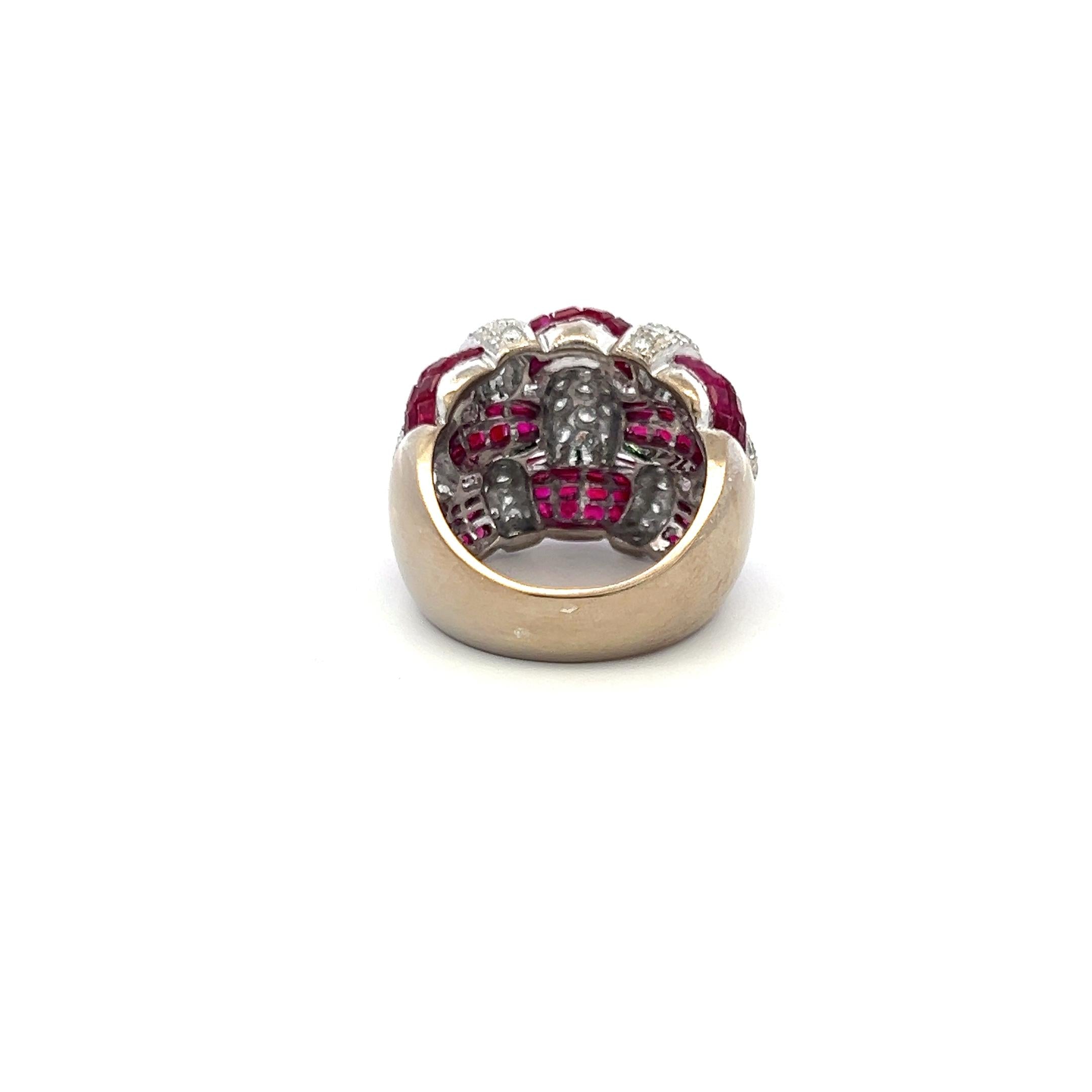 2.50 Carat Ruby 0.60 Carat Round Brilliant Diamond 18K White Gold Cocktail Ring