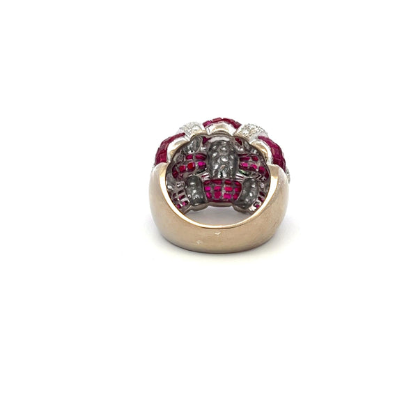 2.50 Carat Ruby 0.60 Carat Round Brilliant Diamond 18K White Gold Cocktail Ring
