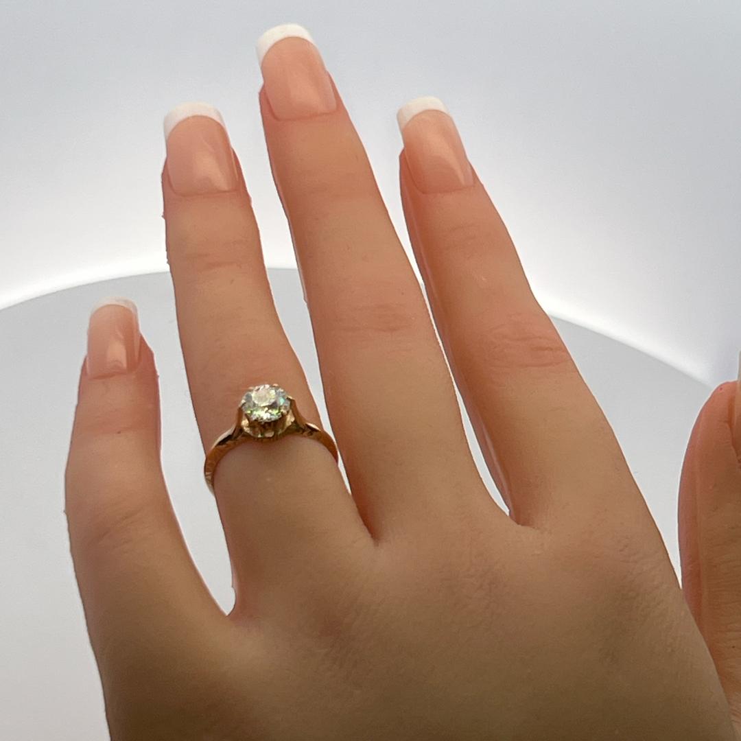 1.05 Carat Old European Cut J VS2 Diamond 10 Karat Yellow Gold Wedding Ring