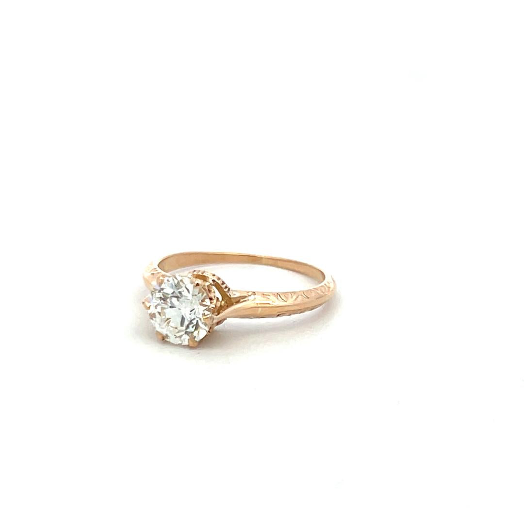 1.05 Carat Old European Cut J VS2 Diamond 10 Karat Yellow Gold Wedding Ring