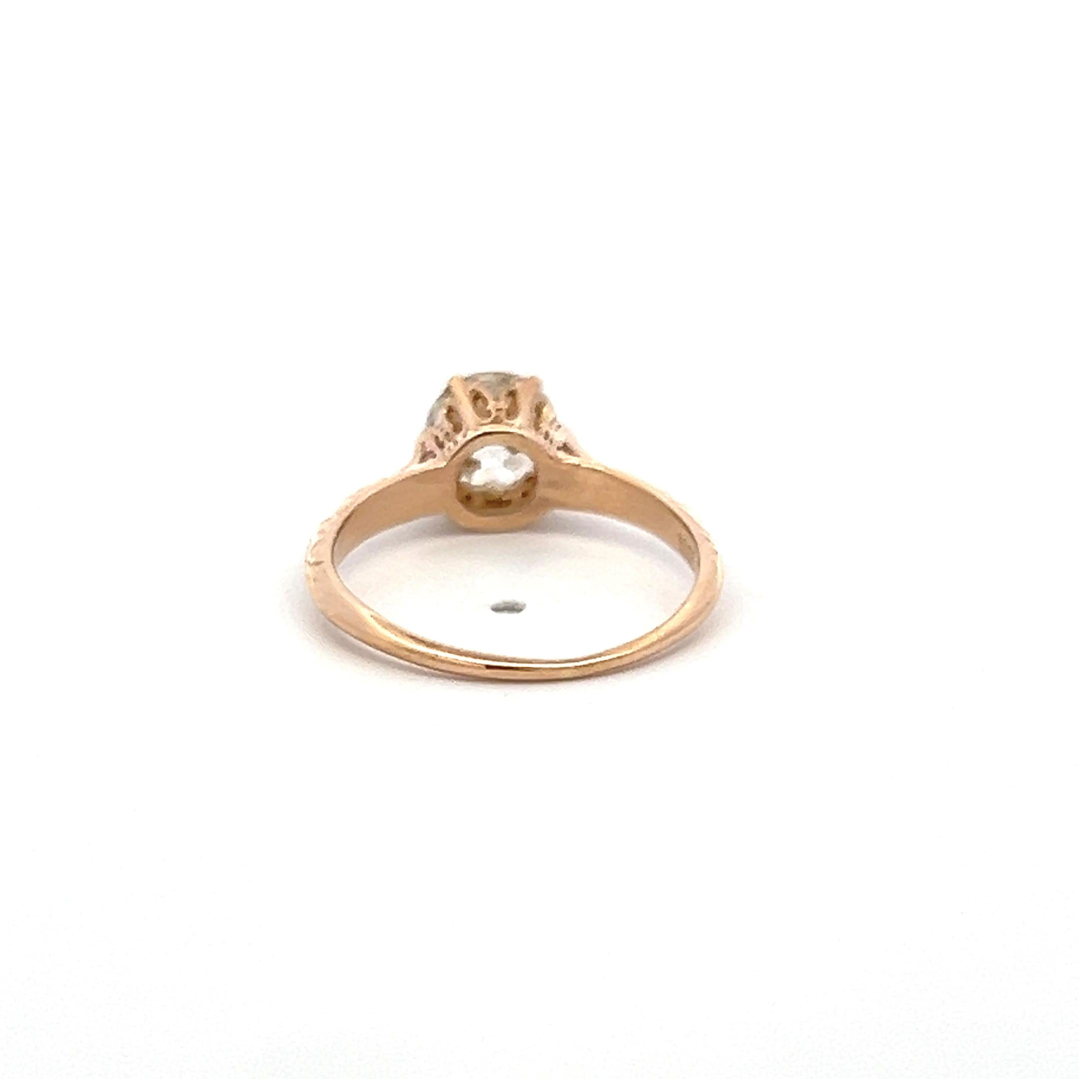 1.05 Carat Old European Cut J VS2 Diamond 10 Karat Yellow Gold Wedding Ring