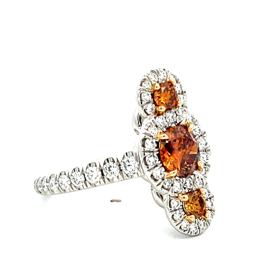 Vintage Platinum Three-Stone Ring with 1.7ct Round Diamonds Size 7 FDOB GIA