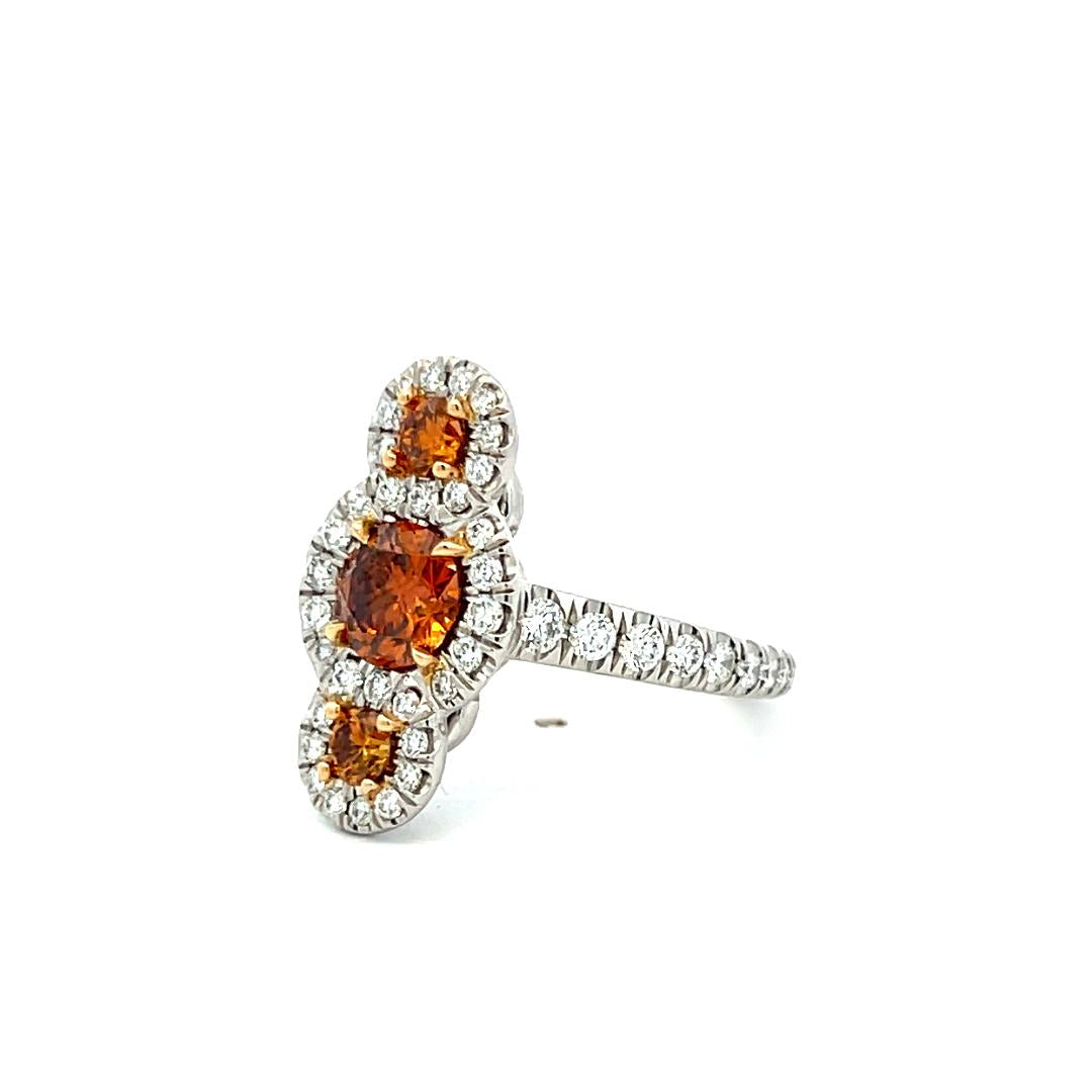 Vintage Platinum Three-Stone Ring with 1.7ct Round Diamonds Size 7 FDOB GIA