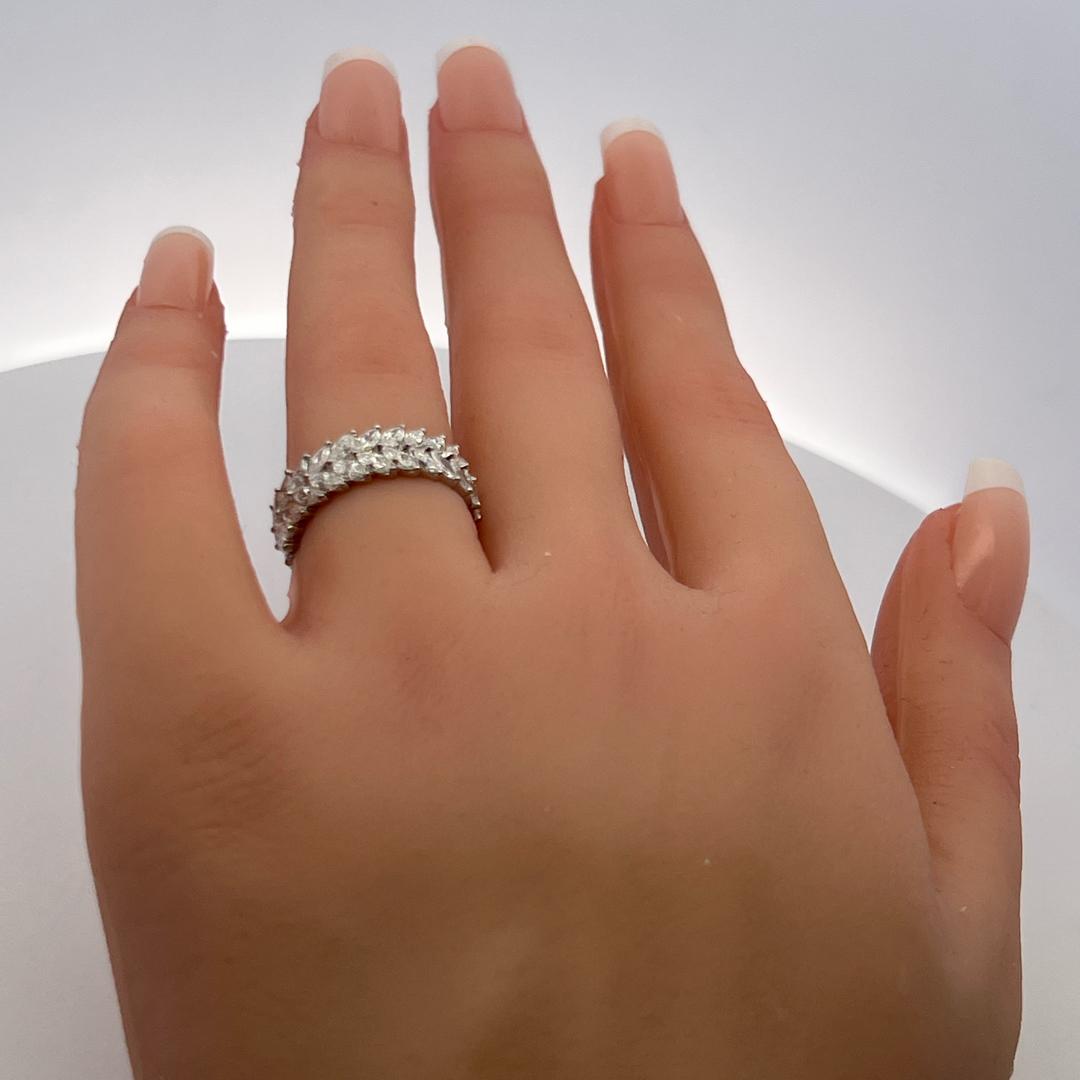 3.00 Carat Marquis Shape Diamond 18 Karat White Gold Band Ring