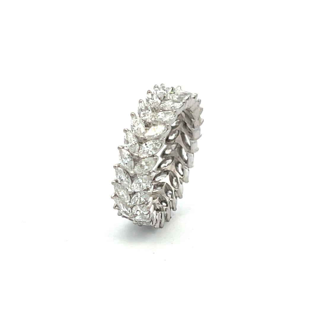 3.00 Carat Marquis Shape Diamond 18 Karat White Gold Band Ring