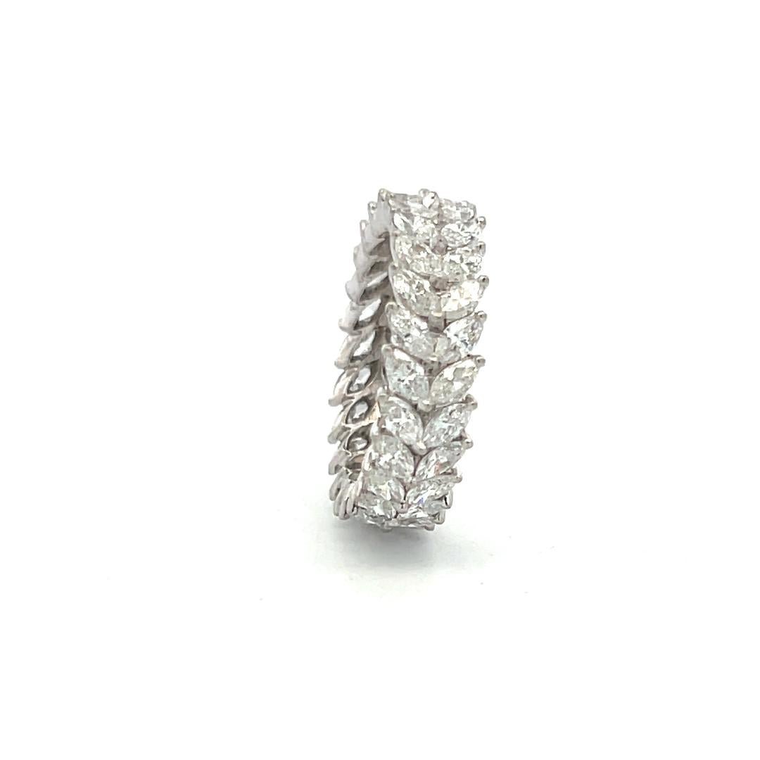 3.00 Carat Marquis Shape Diamond 18 Karat White Gold Band Ring