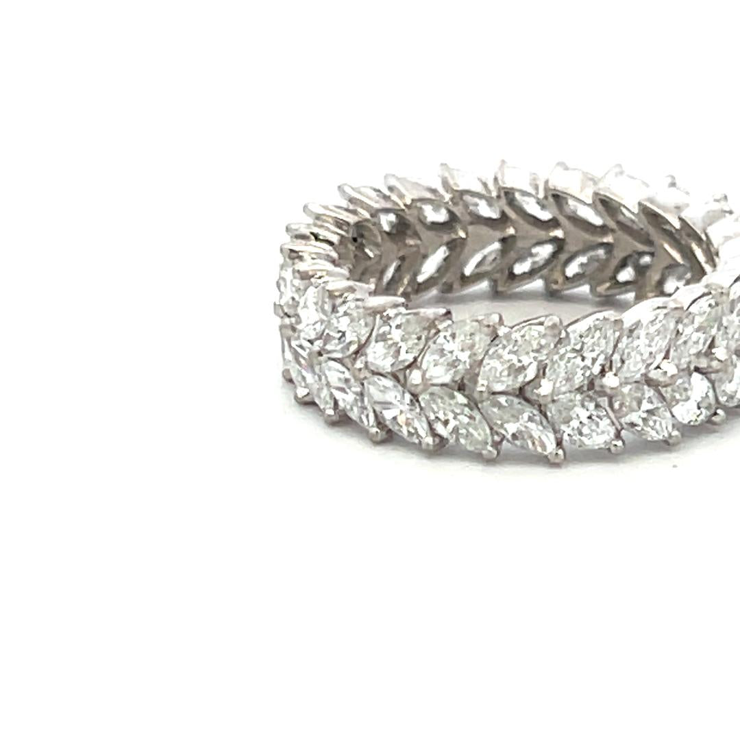 3.00 Carat Marquis Shape Diamond 18 Karat White Gold Band Ring