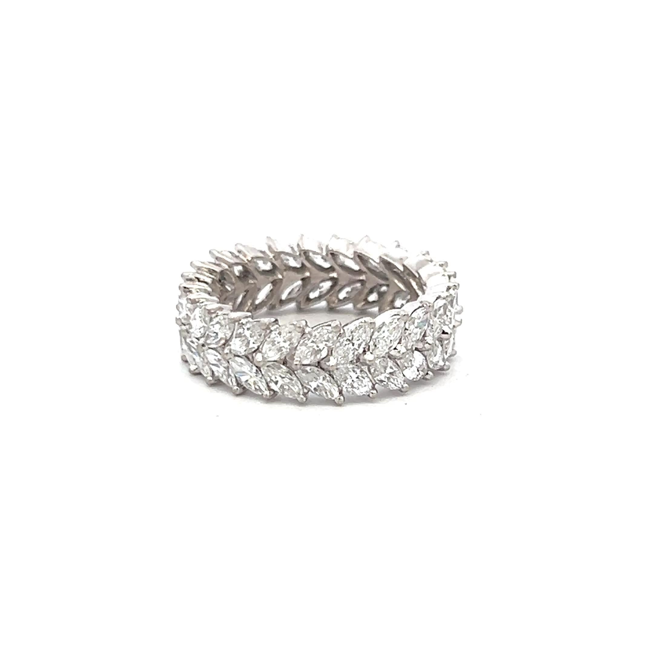 3.00 Carat Marquis Shape Diamond 18 Karat White Gold Band Ring