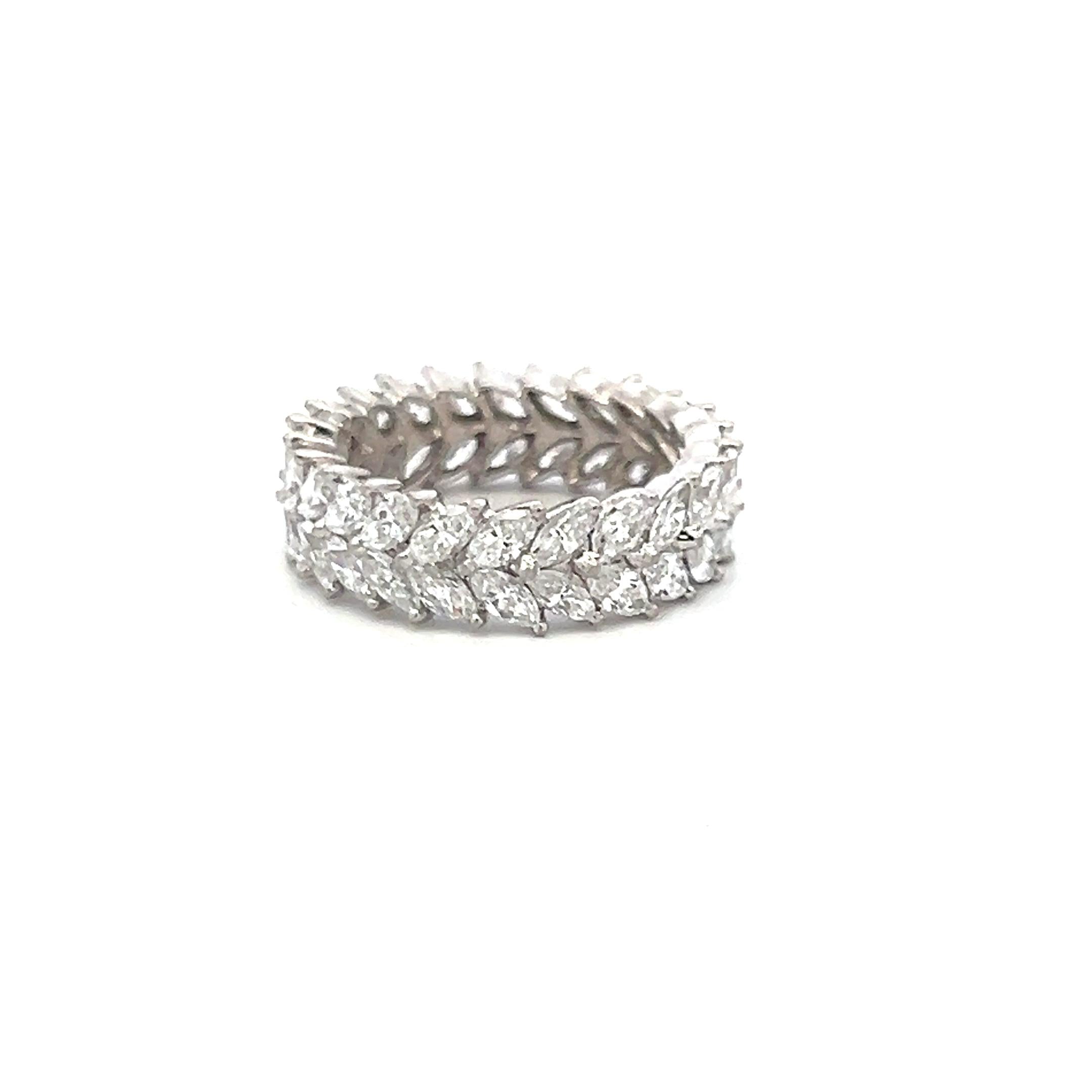 3.00 Carat Marquis Shape Diamond 18 Karat White Gold Band Ring