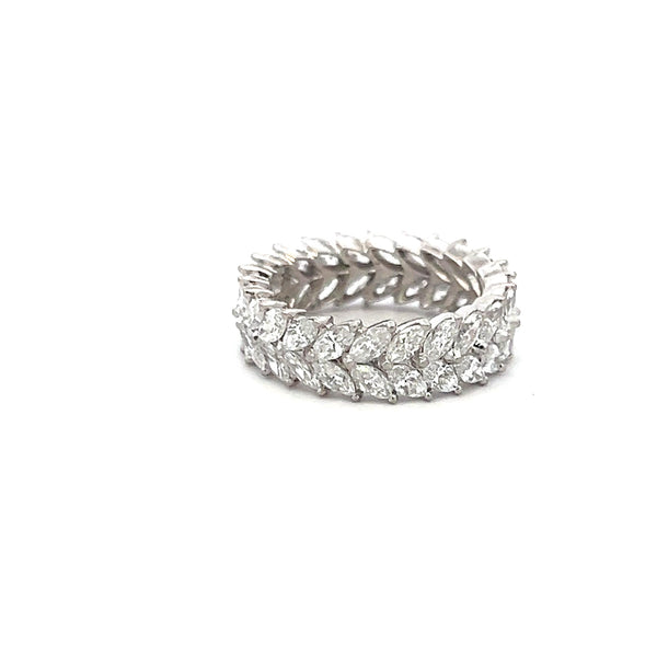 3.00 Carat Marquis Shape Diamond 18 Karat White Gold Band Ring