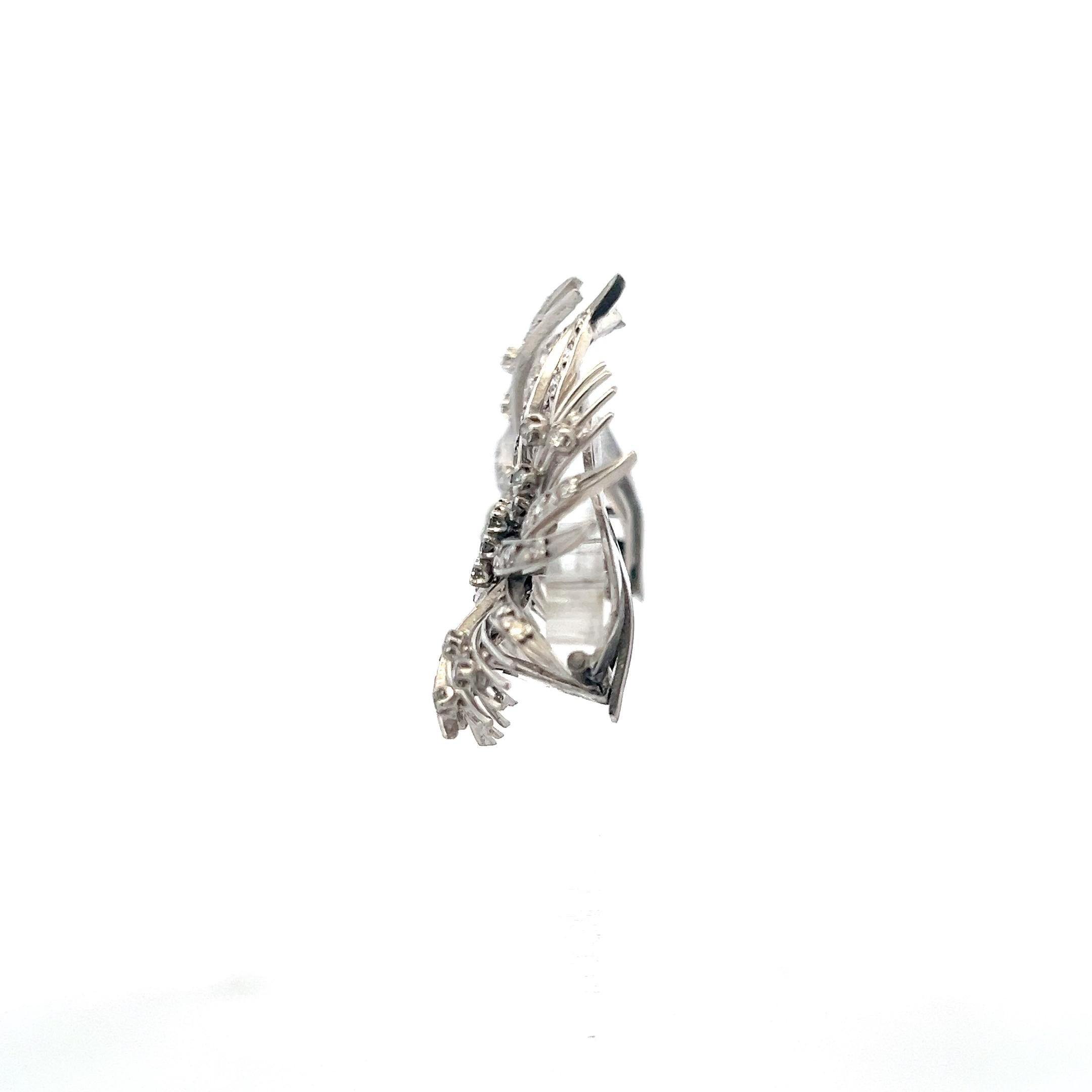 Vintage 14K White Gold Clip On Earrings with 2.54 Carat Mixed Cut H VS Diamonds