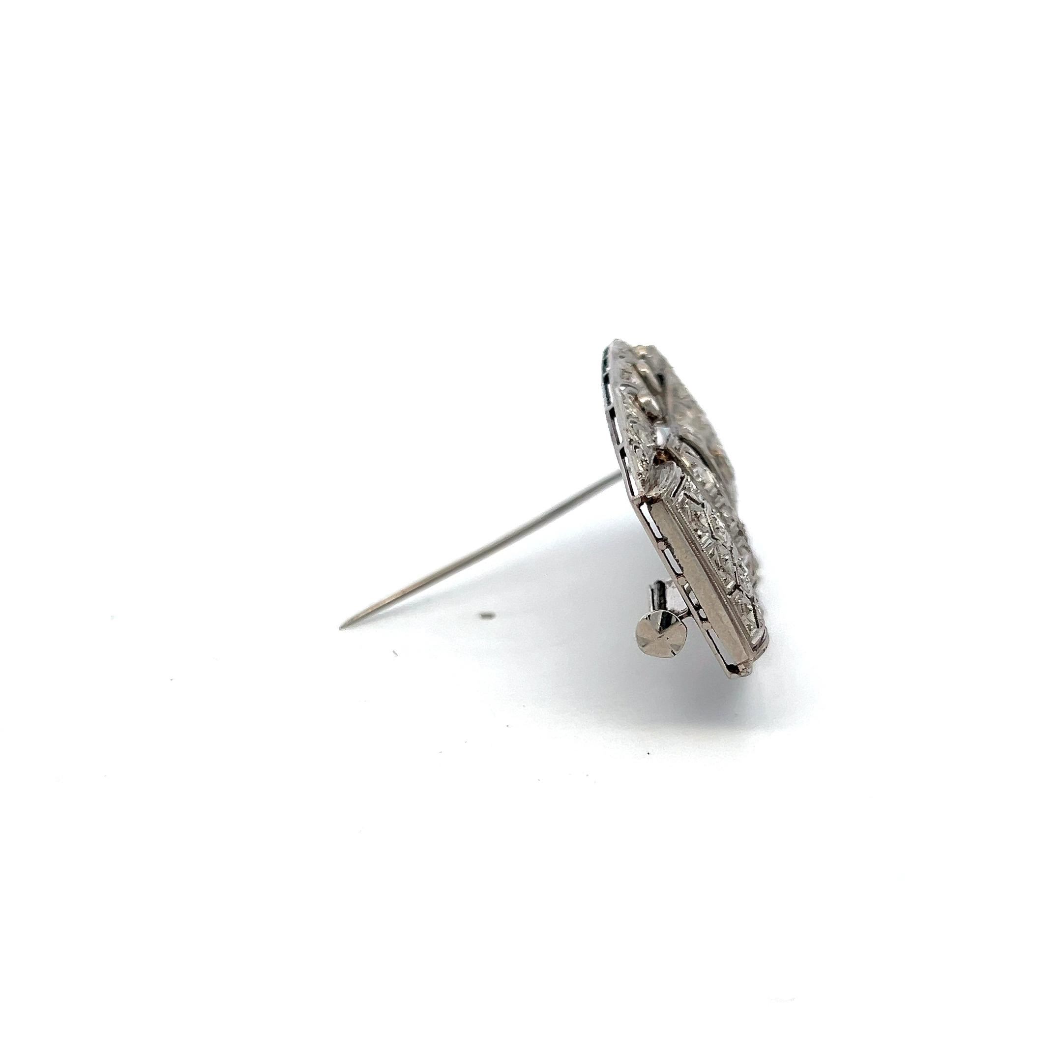 1.19 Carat Old European Cut Diamond 2.27 by 1.19 Inches Platinum Pin Brooch