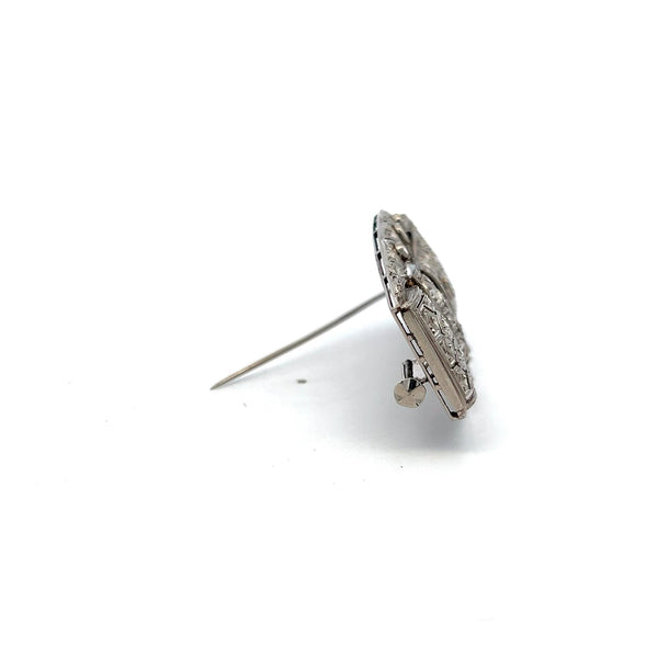 1.19 Carat Old European Cut Diamond 2.27 by 1.19 Inches Platinum Pin Brooch