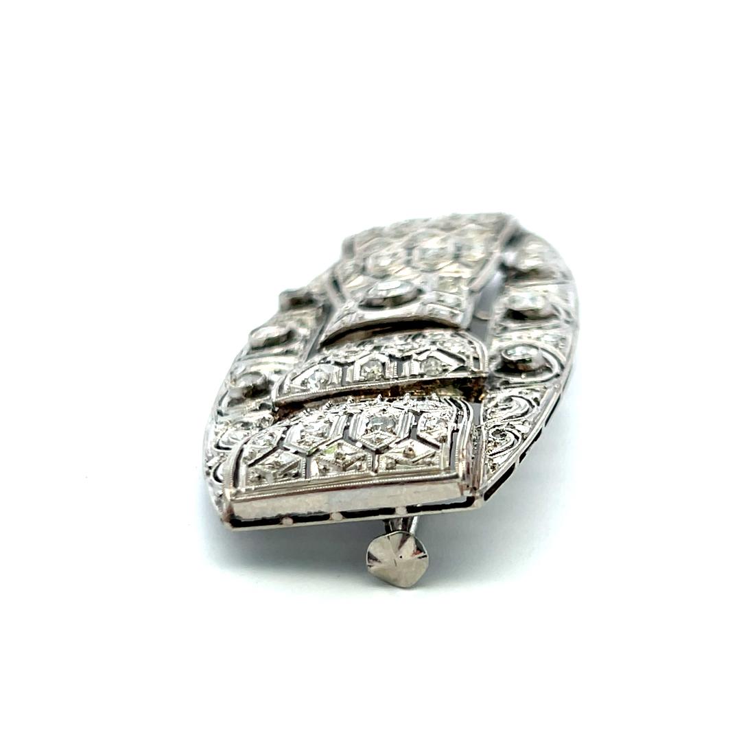 1.19 Carat Old European Cut Diamond 2.27 by 1.19 Inches Platinum Pin Brooch