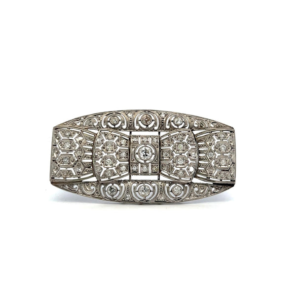 1.19 Carat Old European Cut Diamond 2.27 by 1.19 Inches Platinum Pin Brooch