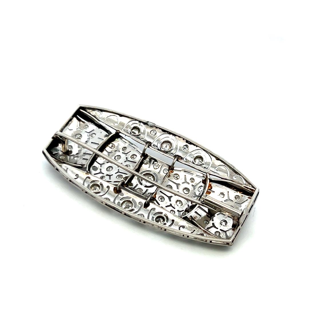 1.19 Carat Old European Cut Diamond 2.27 by 1.19 Inches Platinum Pin Brooch