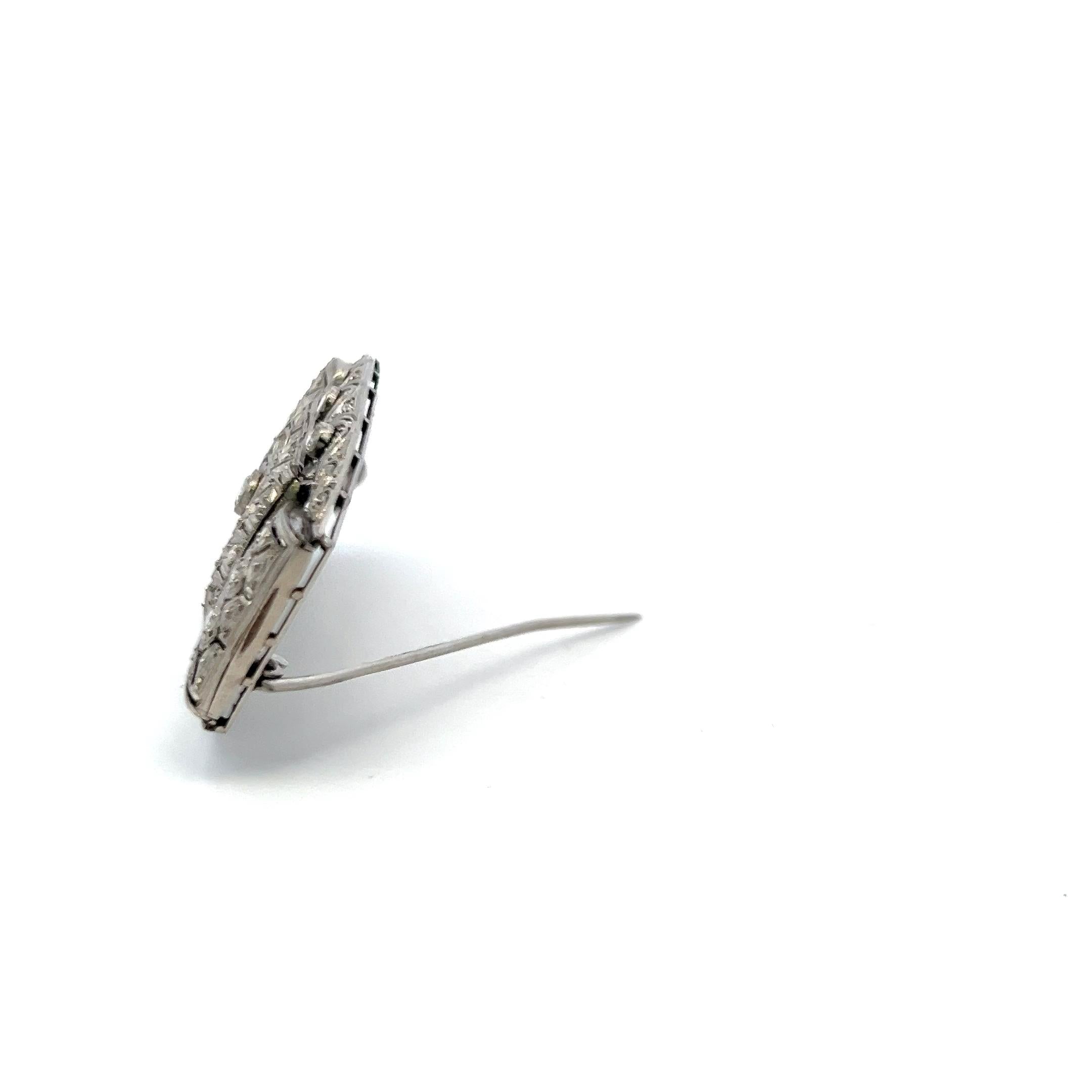 1.19 Carat Old European Cut Diamond 2.27 by 1.19 Inches Platinum Pin Brooch