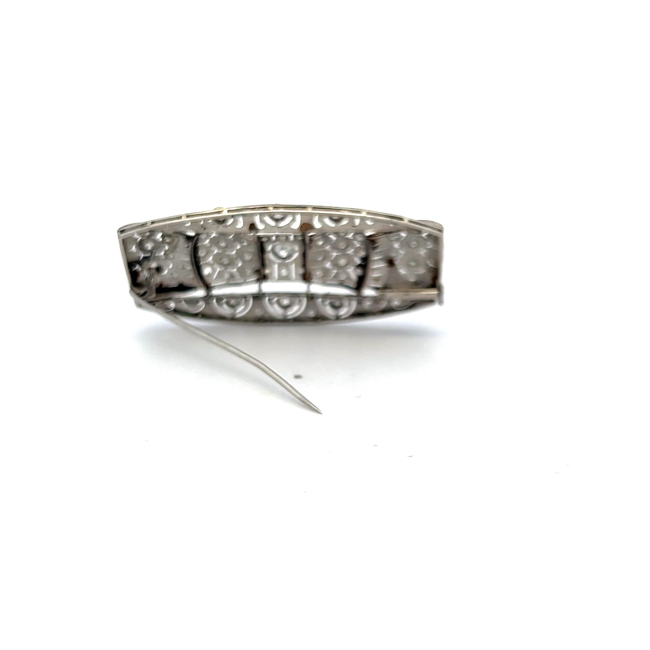 1.19 Carat Old European Cut Diamond 2.27 by 1.19 Inches Platinum Pin Brooch