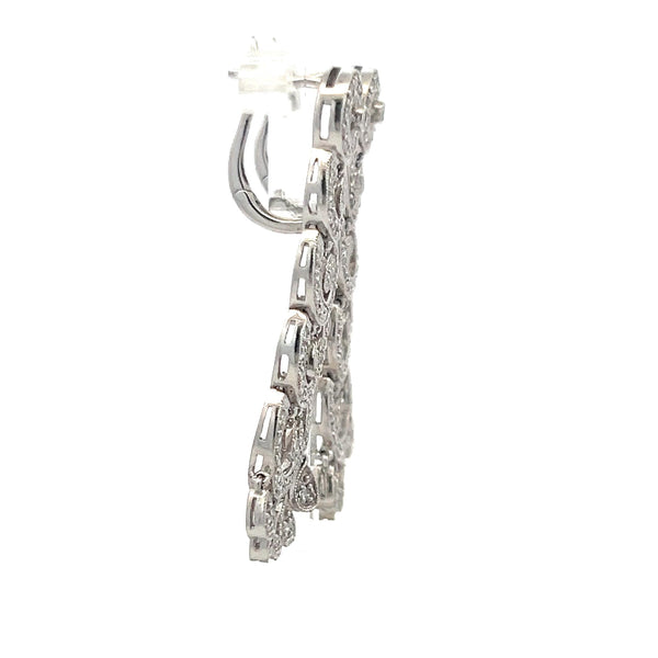 0.50 Carat Round Brilliant H SI Diamond 14 Karat White Gold Dangling Earrings