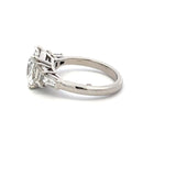 3.83 Carat Cushion Brilliant and Trapezoid and Baguette Diamond Platinum Ring