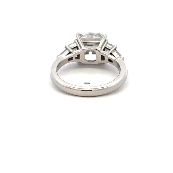 3.83 Carat Cushion Brilliant Trapezoid-Tapered Baguette Diamond Platinum Ring
