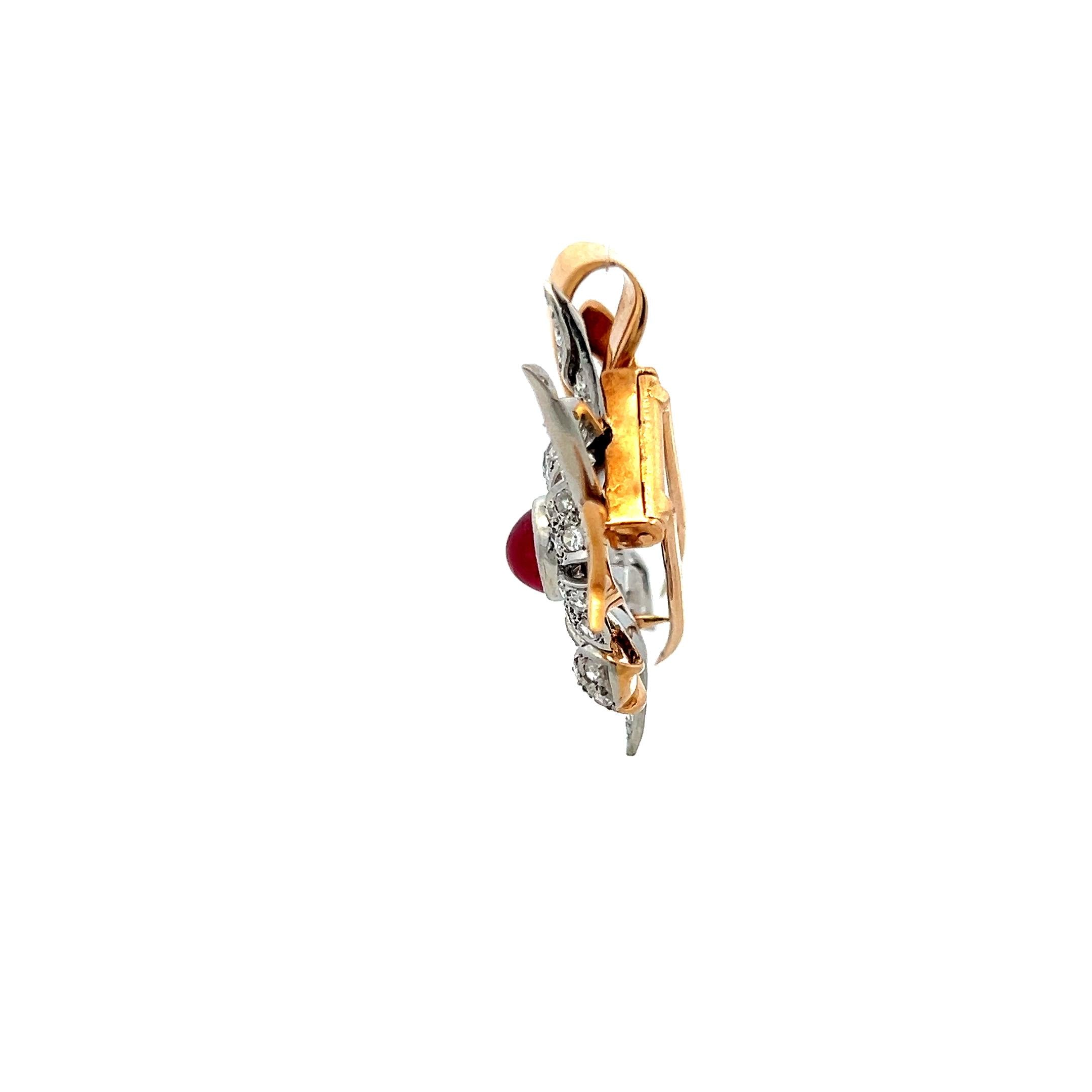 8.00 Carat Citrine 0.16 Carat Circular Brilliant Diamond Rose Gold Pin Brooch