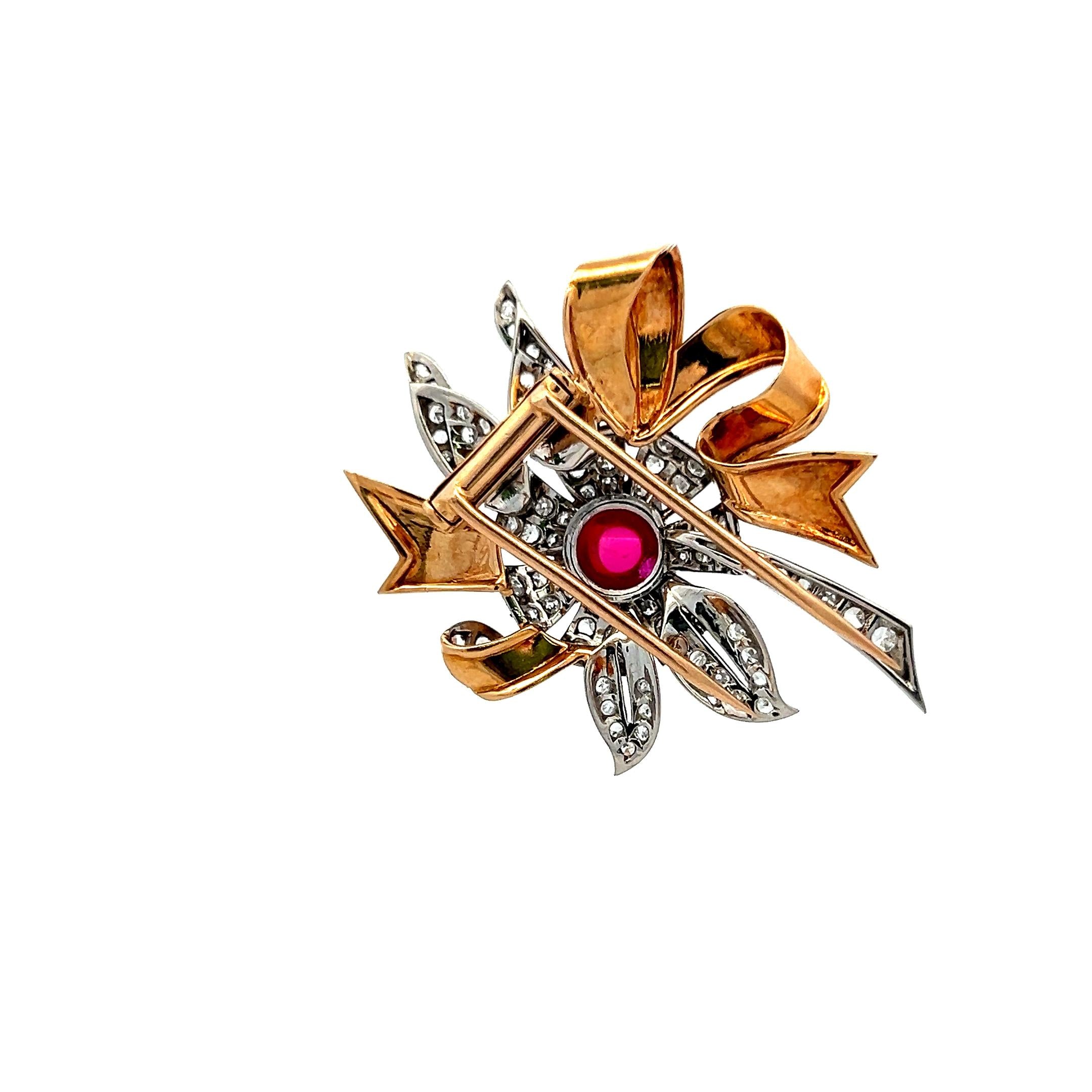 8.00 Carat Citrine 0.16 Carat Circular Brilliant Diamond Rose Gold Pin Brooch
