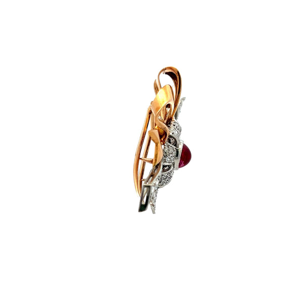 8.00 Carat Citrine 0.16 Carat Circular Brilliant Diamond Rose Gold Pin Brooch
