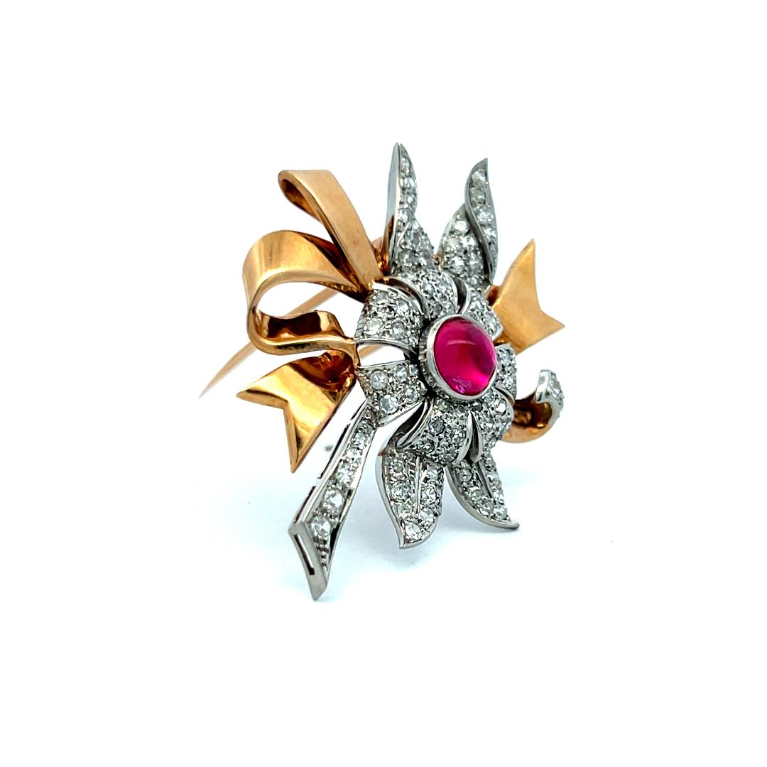 8.00 Carat Citrine 0.16 Carat Circular Brilliant Diamond Rose Gold Pin Brooch