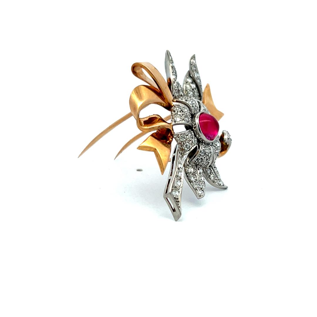8.00 Carat Citrine 0.16 Carat Circular Brilliant Diamond Rose Gold Pin Brooch