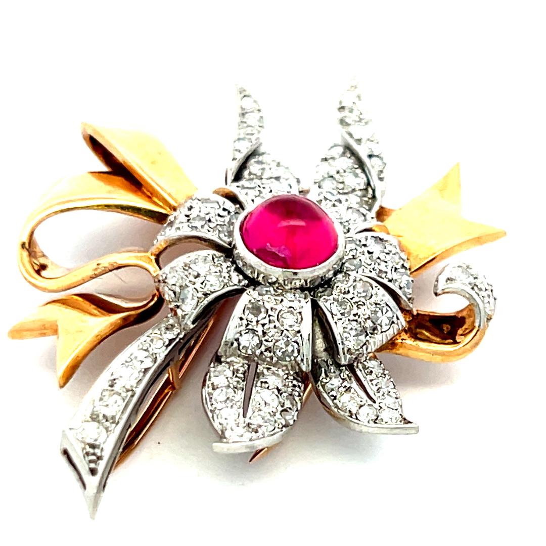 8.00 Carat Citrine 0.16 Carat Circular Brilliant Diamond Rose Gold Pin Brooch