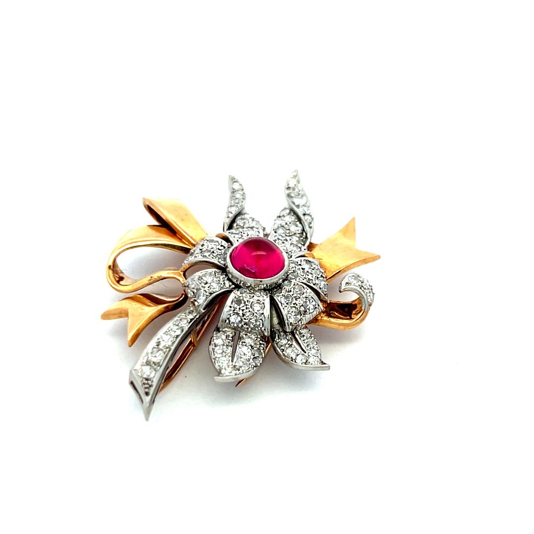 8.00 Carat Citrine 0.16 Carat Circular Brilliant Diamond Rose Gold Pin Brooch