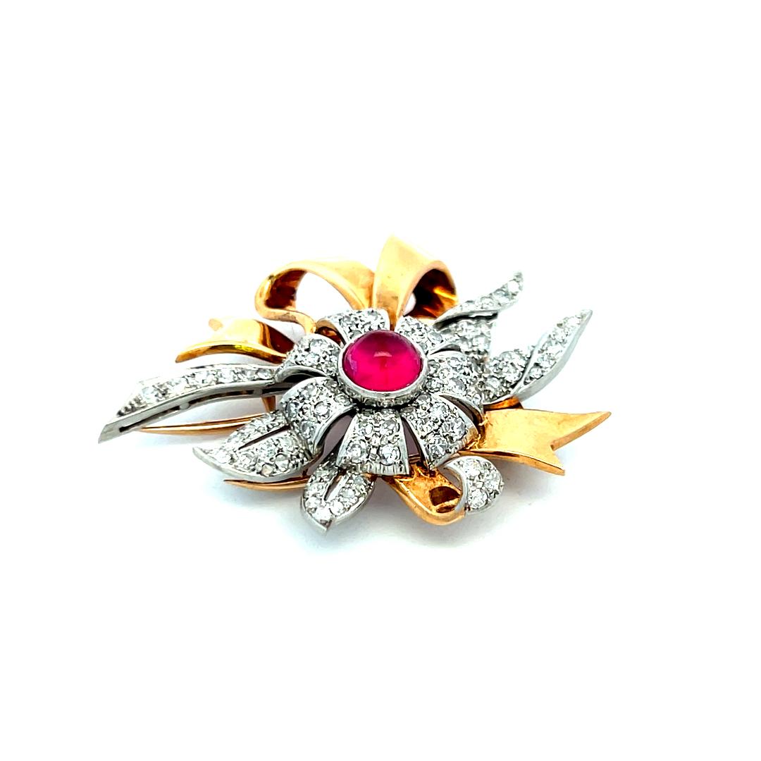 8.00 Carat Citrine 0.16 Carat Circular Brilliant Diamond Rose Gold Pin Brooch