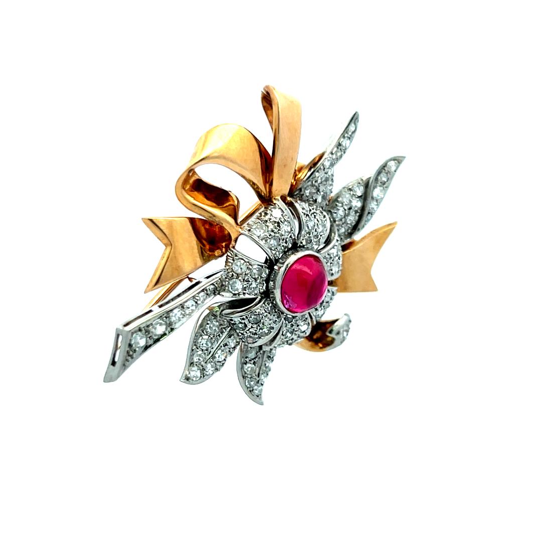 8.00 Carat Citrine 0.16 Carat Circular Brilliant Diamond Rose Gold Pin Brooch