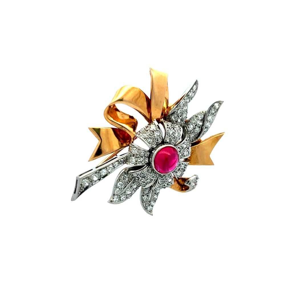 8.00 Carat Citrine 0.16 Carat Circular Brilliant Diamond Rose Gold Pin Brooch