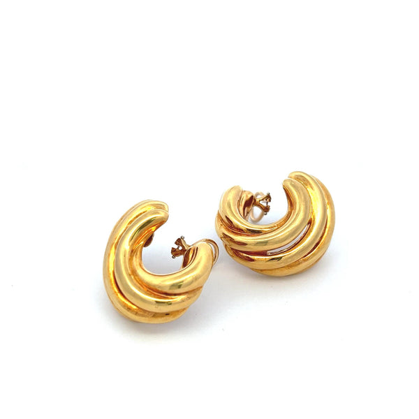 Vintage 40.30 Grams 1.40 Inches 18 Karat Yellow Gold Clip On Earrings
