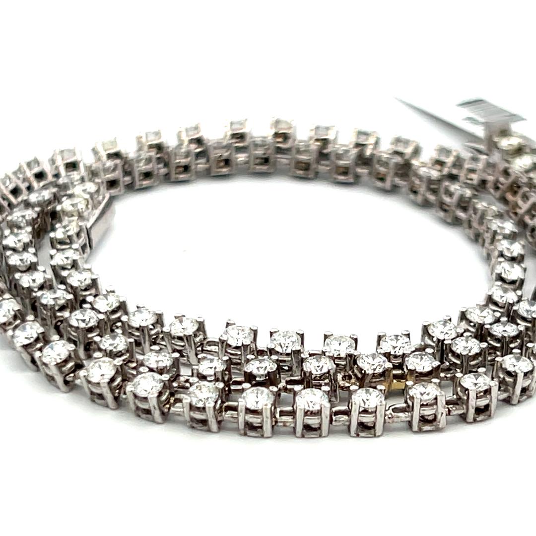 6.50 Carat Round Brilliant H VS Diamond 18 Karat White Gold Riviera Necklace