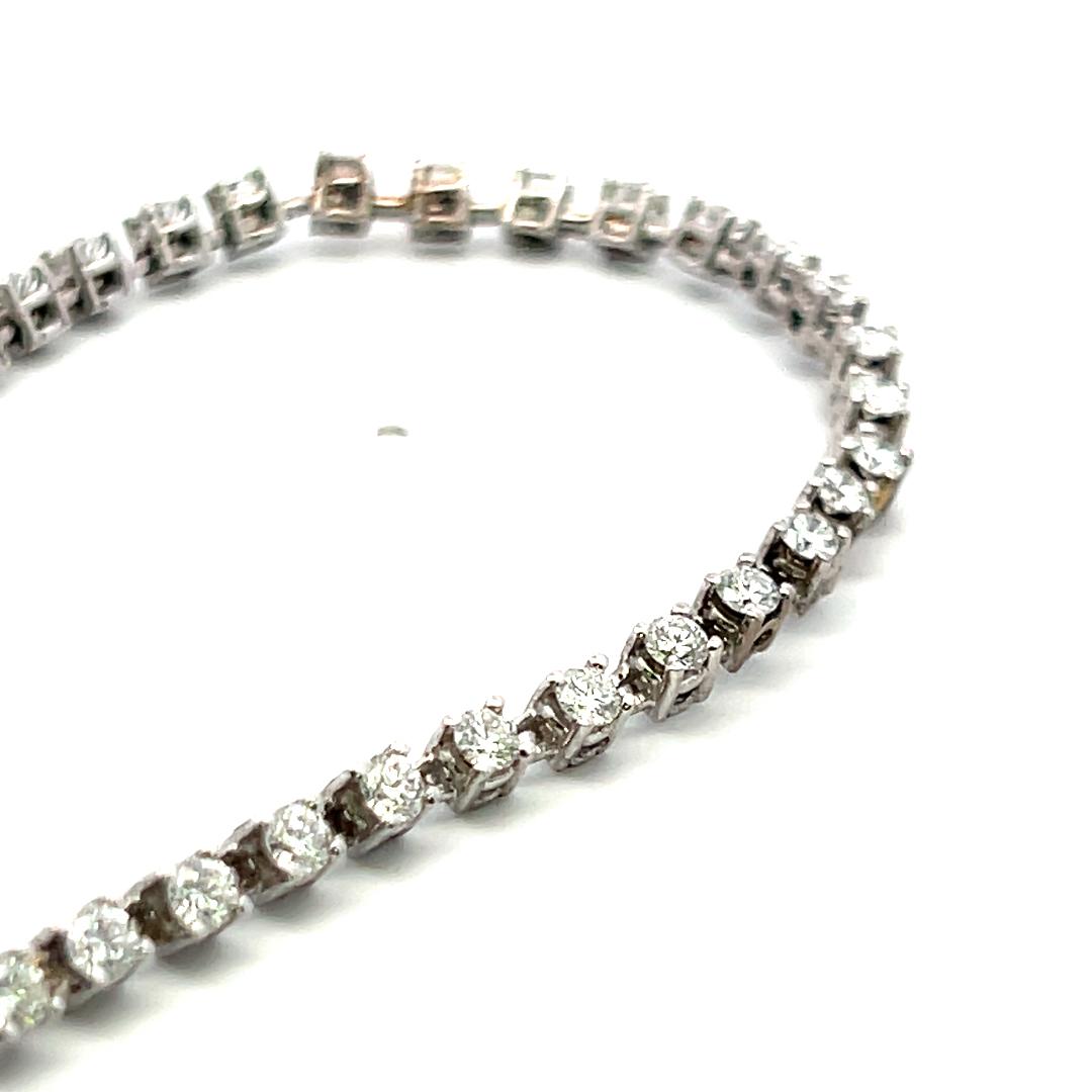 6.50 Carat Round Brilliant H VS Diamond 18 Karat White Gold Riviera Necklace