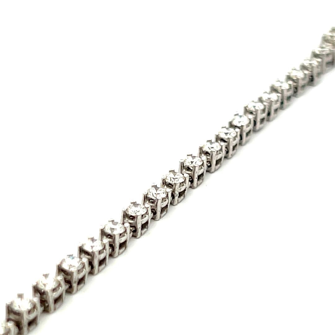 6.50 Carat Round Brilliant H VS Diamond 18 Karat White Gold Riviera Necklace