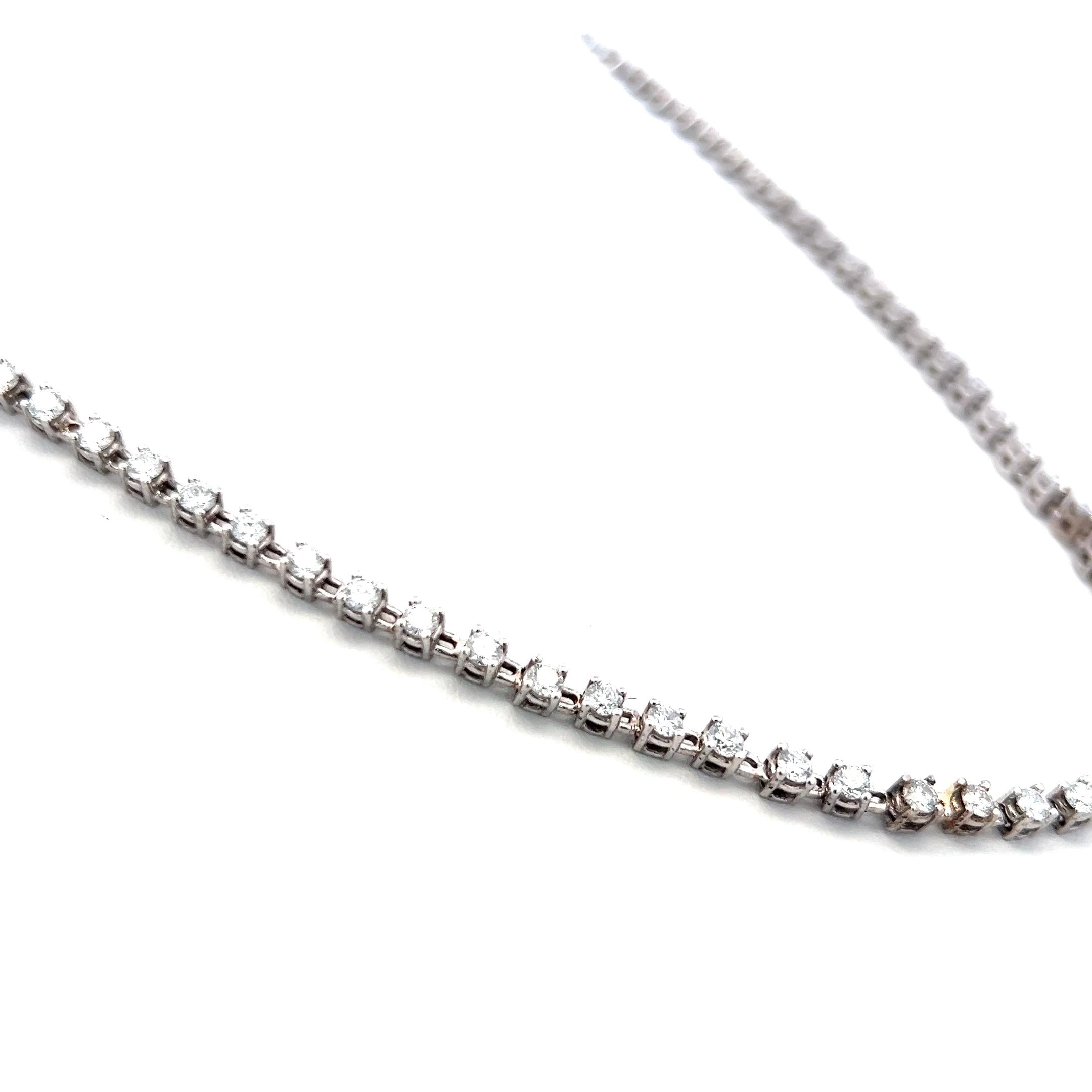 6.50 Carat Round Brilliant H VS Diamond 18 Karat White Gold Riviera Necklace