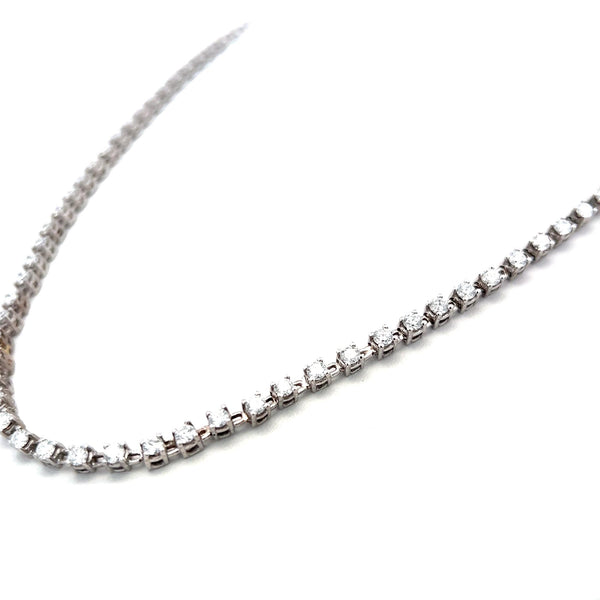 6.50 Carat Round Brilliant H VS Diamond 18 Karat White Gold Riviera Necklace