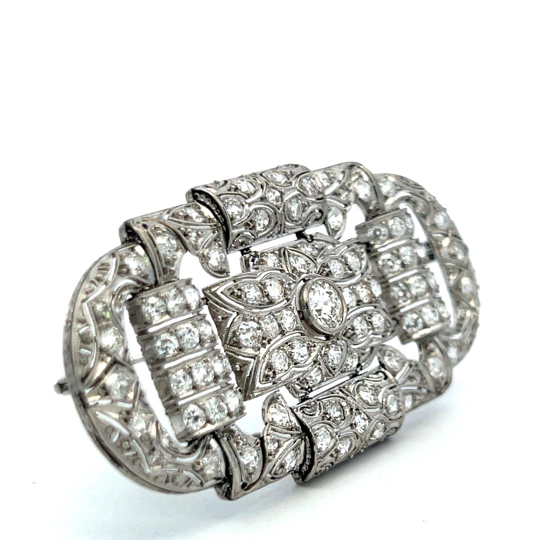 2.50 Carat Old European Cut G VS Diamond Platinum Pin Brooch