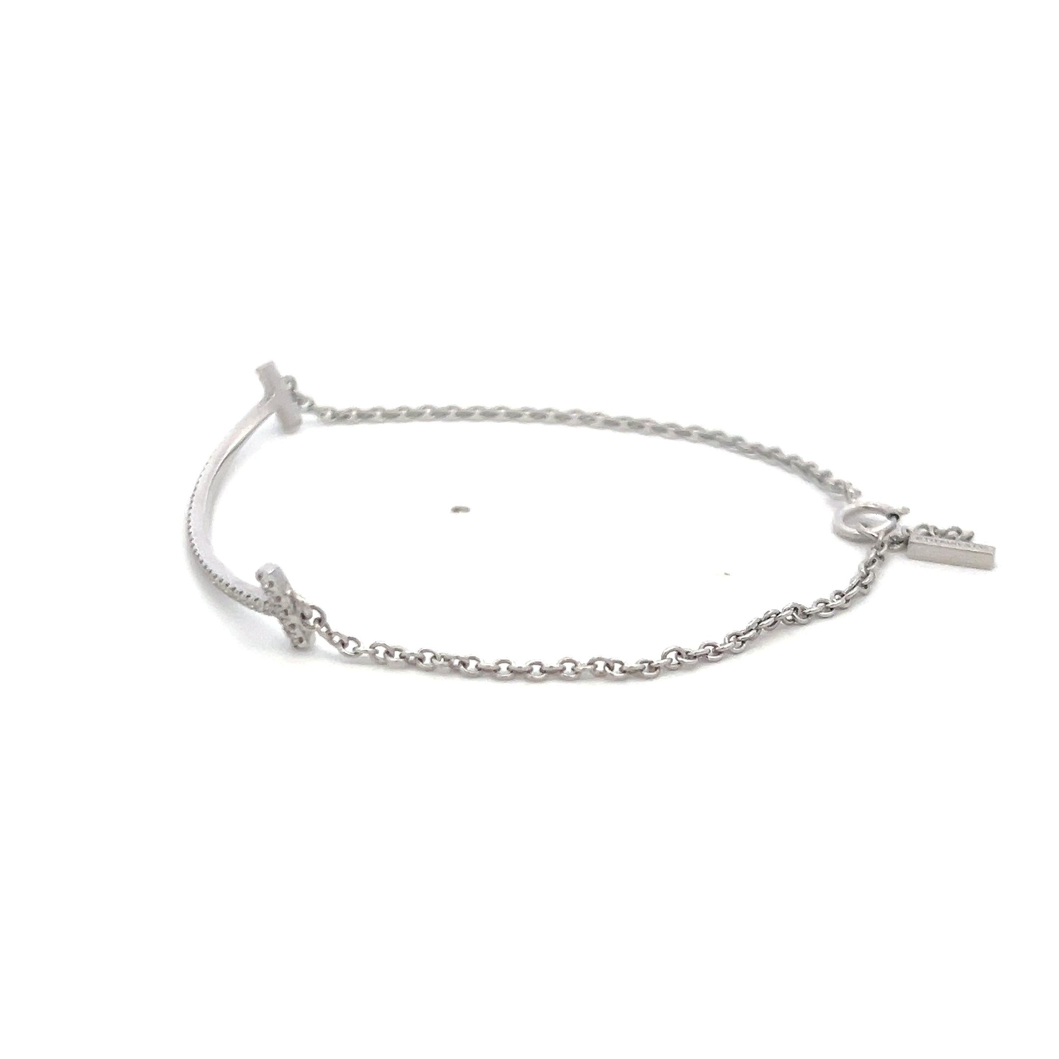 Tiffany & Co 0.14 Carat Round Brilliant Diamond 18K White Gold Chain Bracelet