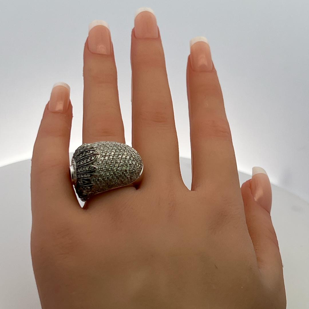 2.80 Carat Round Diamond 0.75 Carat Round Sapphire 18K WG Cocktail Ring